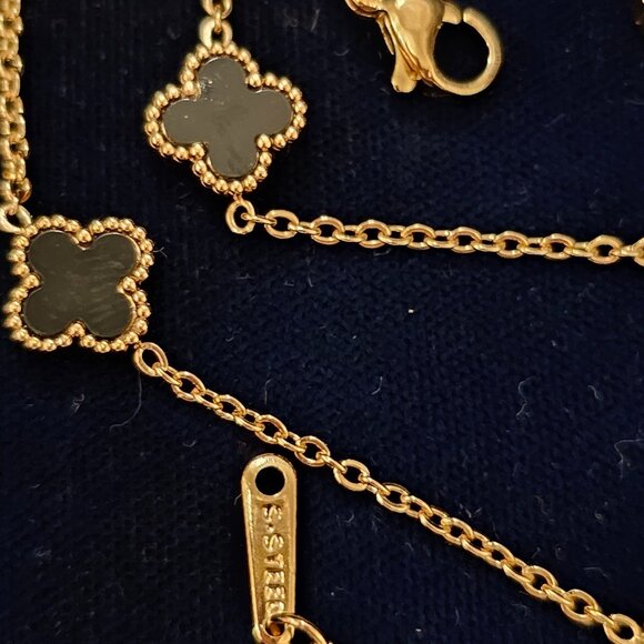 Hope, Faith, Love and Luck clover fashion necklace 16 inches black clovers - Picture 15 of 15